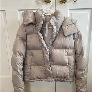 lululemon athletica Gray Puffer Jacket with Quilted Design and Hood